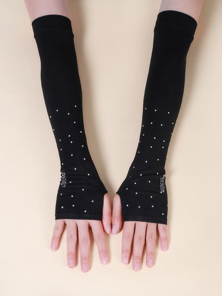 Silk summer white stone gloves.