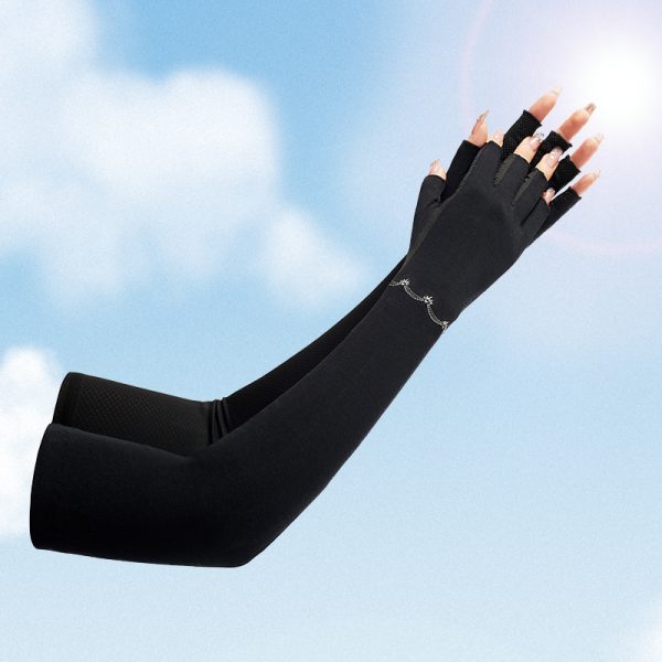 Embroidery Long  Half-finger Sunscreen Gloves