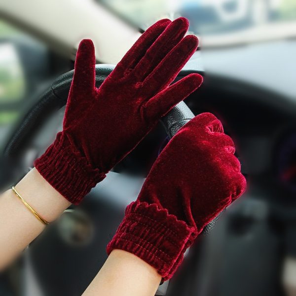 Golden Velvet Spring and Autumn Gloves