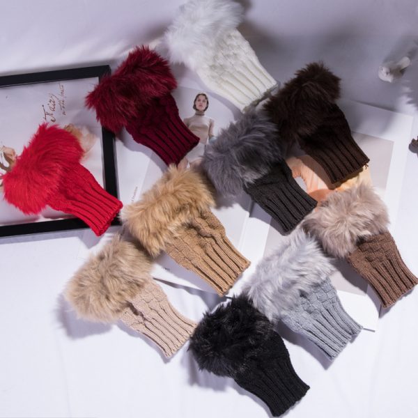 Korean Style half finger cut wool Gloves